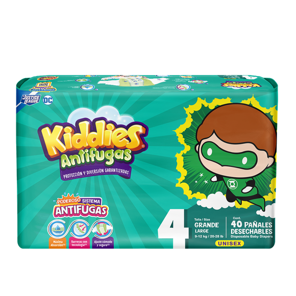 KIDDIES ANTIFUGAS TALLA 4 GRANDE CON 40 PAÑALES