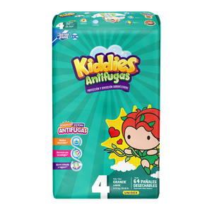 KIDDIES ANTIFUGAS TALLA 4 GRANDE CON 64 PAÑALES