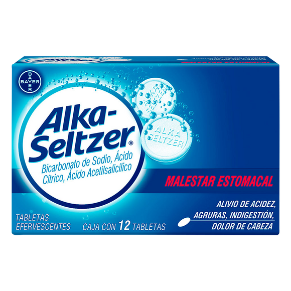 ALKA SELTZER CON 12 TABLETAS EFERVESCENTES