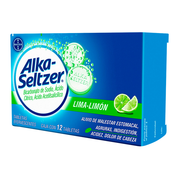 ALKA SELTZER LIMA LIMON CON 12 TABLETAS EFERVESCENTES