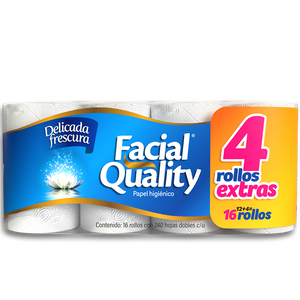 PAPEL HIGIENICO FACIAL QUALITY 12+4 ROLLOS DE 240 HOJAS