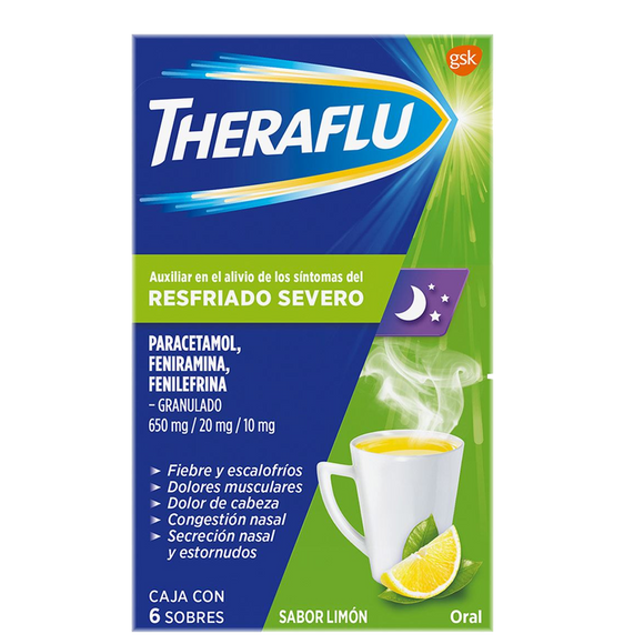 THERAFLU EXTRA POWDER 650/10/2 MG 1X6 VERDE 6 MX