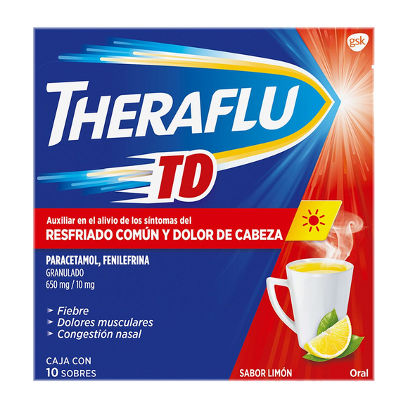 THERAFLU POWDER 650+10MG 1X10 - ROJO 10 MX