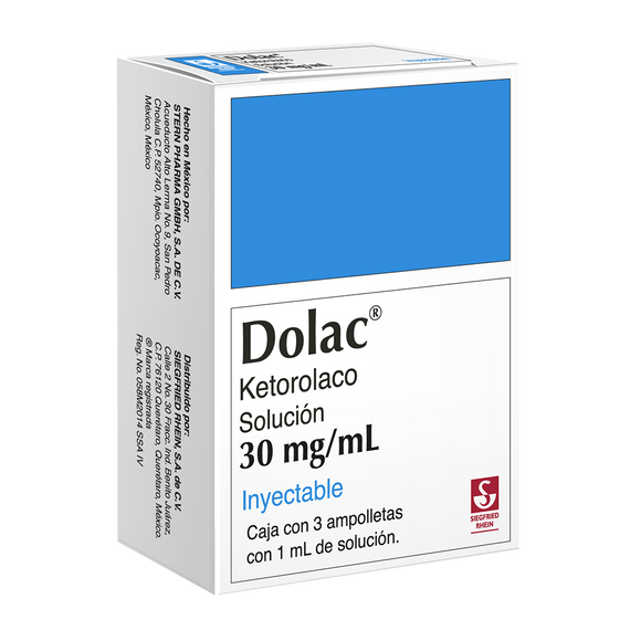 DOLAC 30MG CON 3 AMPOLLETAS DE 1ML CADA UNA