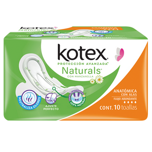 KOTEX NATURALS ANATOMICA CON ALAS CON 10 TOALLAS