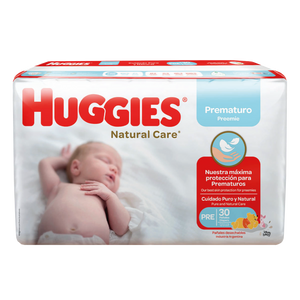 HUGGIES NATURAL CARE ETAPA PREMATURO CON 30 PAÑALES