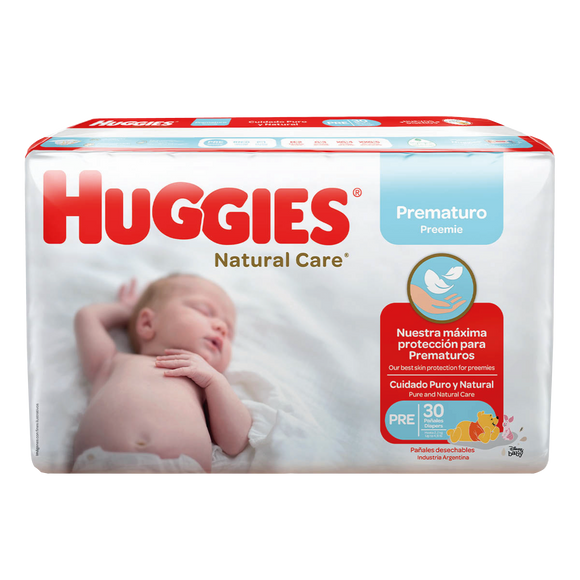 HUGGIES NATURAL CARE ETAPA PREMATURO CON 30 PAÑALES