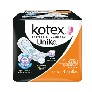 KOTEX UNIK ANATOMICA U-S ALAS C/8