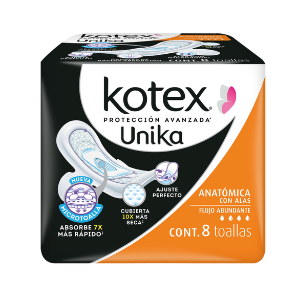 KOTEX UNIK ANATOMICA U-S ALAS C/8