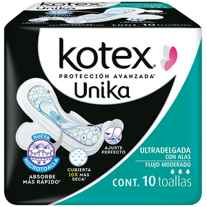 KOTEX UNIKA ULTRADELGADA CON ALAS CON 10 TOALLAS