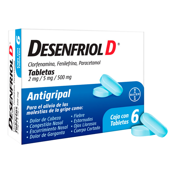 DESENFRIOL D 2/5/500MG CON 6 TABLETAS