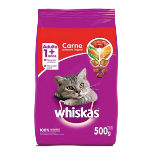 WHISKAS 500G ADULTO CARNE 1+AÑOS