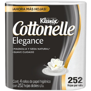 PAPEL HIGIENICO KLEENEX COTTONELLE ELEGANCE CON 4 ROLLOS