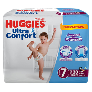 HUGGIES ULTRA CONFORT ETAPA 7 CON 30 UNIDADES (NIÑO)