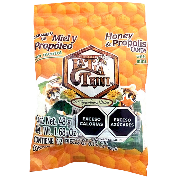 CARAMELOS DE MIEL Y PROPOLEO CON MENTA BOLSA CON 12 PIEZAS