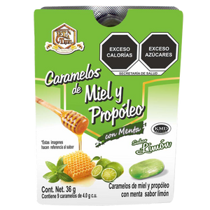 CARAMELOS DE MIEL Y PROPOLEO CON MENTA LIMON EN BLISTER CON 9 PIEZAS