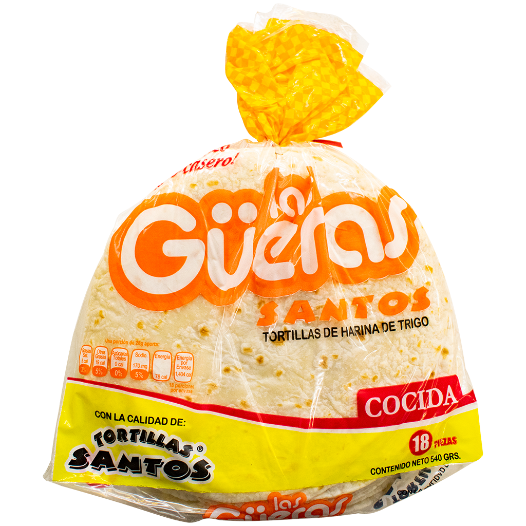 TORTILLA SANTOS DE HARINA COCIDA 540G CON 18PZ FARMACIA CALDERON