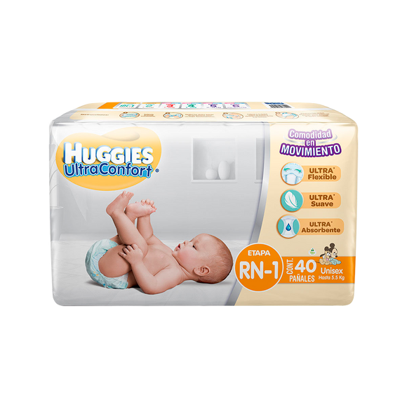HUGGIES ULTRA CONFORT ETAPA RN CON 44 UNIDADES (UNISEX) – FARMACIA